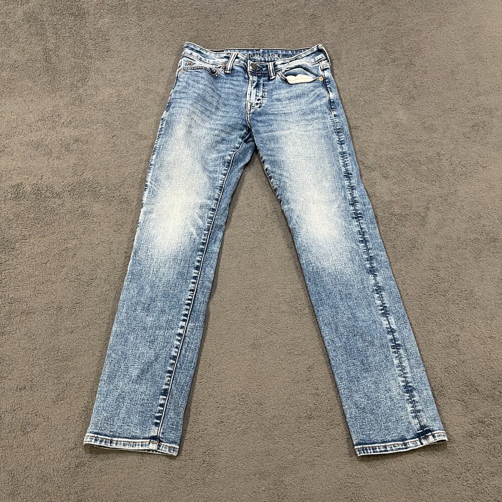 American Eagle Airflex Blue Light Wash Stretch Denim Jeans Pants Mens Size 28x30